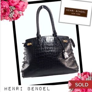 SOLD!! HENRI BENDEL Black Croc Embossed Satchel
